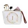 Gold Initial Personalized Makeup Bag for Women, Monogrammed Canvas Cosmetic Pouch (White, 10 x 3 x 6 In) - 4 of 4
