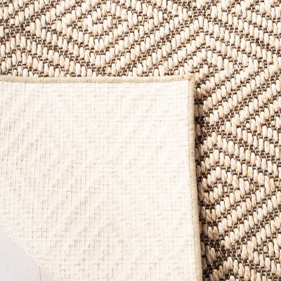 Beige and Brown Geometric Sisal Area Rug, 5' x 8'