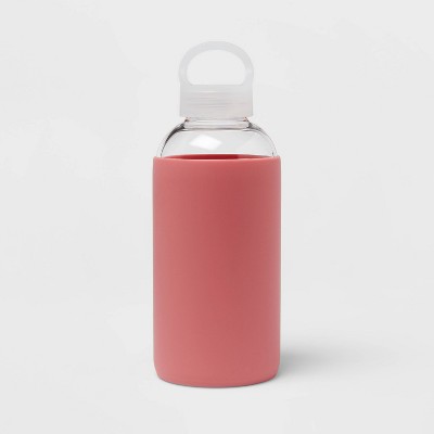18oz Borosilicate Glass Water Bottle with PP Lid and Silicone Sleeve Coral Dream - Room Essentials™