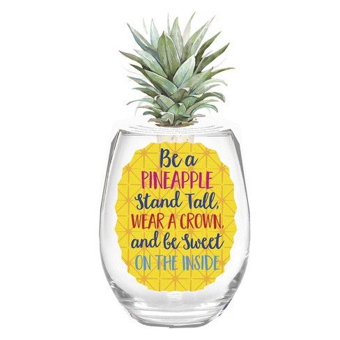 Silver Pineapple Stemless Wine Glass