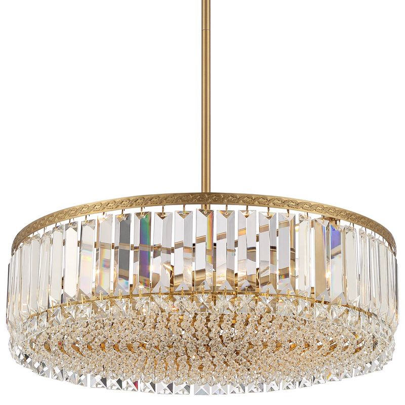 Stiffel Soft Gold Drum Pendant Chandelier 20 1/4" Wide Modern Clear Crystal 5-Light Fixture for Dining Room House Foyer Entryway, 1 of 9