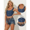 Allegra K Women's Button Down Sleeveless Bustier Jean Crop Tank Denim Top - 2 of 4