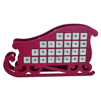 Transpac Wood 28 in. Red Christmas Advent Sleigh