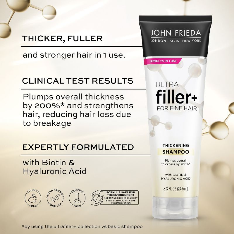 John Frieda ULTRAFiller+ Thickening Shampoo for Fine Hair, Volumizing Shampoo, Biotin and Hyaluronic Acid Hair Thickening Shampoo - 8.3 fl oz, 6 of 8