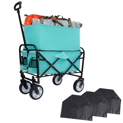YONWAY Multi-Use Bag Collapsible Foldable Wagon Cart Beach Wagon,Heavy Duty Utility Cart for for Camping ,3pcs plastic Liner bag /Cover