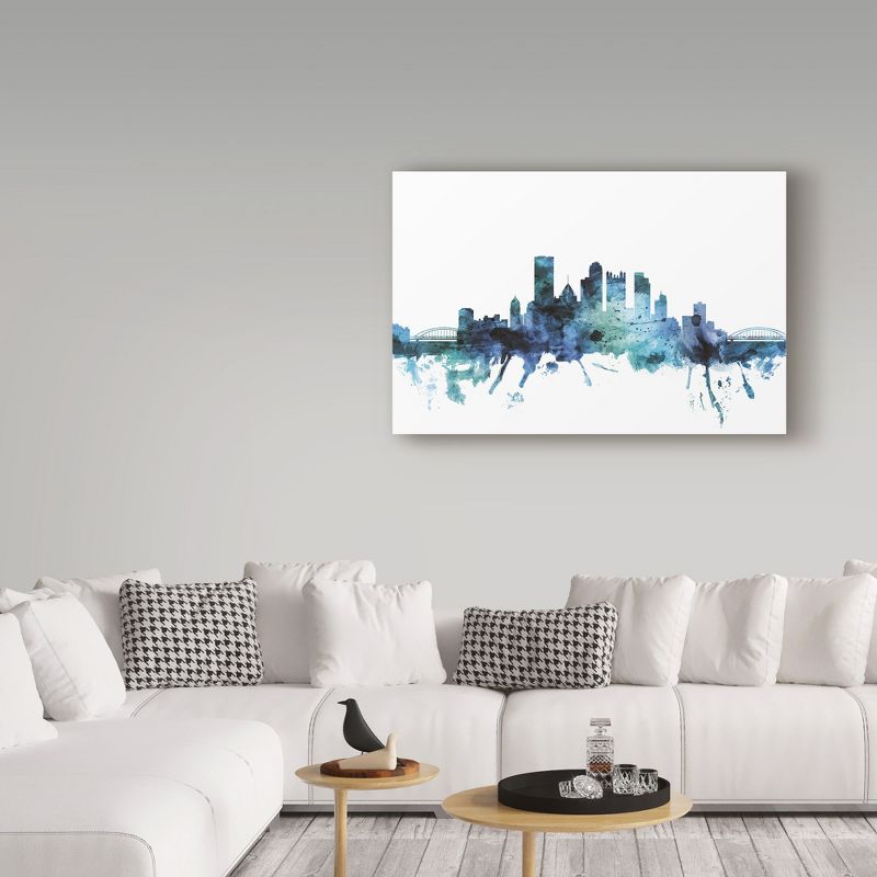 Trademark Fine Art -Michael Tompsett 'Pittsburgh Blue Teal Skyline' Canvas Art, 3 of 4