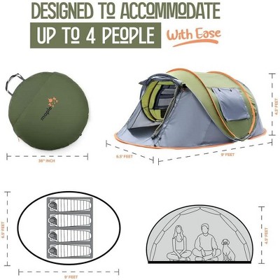 4-Person Green and Gray Polyester Dome Camping Tent with Carry Bag
