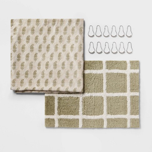 Saraghna Shower Mat Symple Stuff Color: Green, Size: 15.5 W x 34.5 L