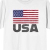 Distressed American Flag and USA Text on White Ground Adult Crew Neck Short Sleeve T-shirt - 2 of 4