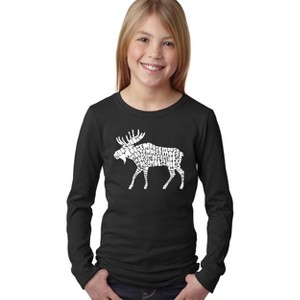 LA Pop Art Girl's Word Art Long Sleeve - Moose - 1 of 4