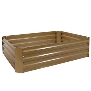 Sunnydaze Raised Corrugated Galvanized Steel Rectangle Garden Bed for Plants, Vegetables, and Flowers - 47" W x 11.75" H