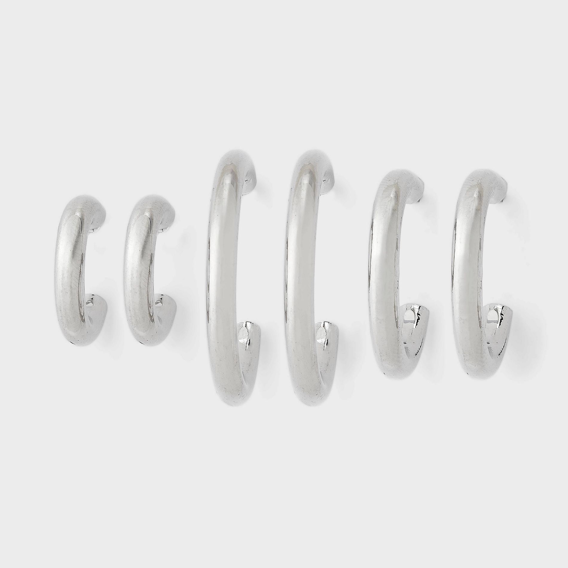 Graduated Hoop Trio Earring Set - Wild Fable™ Silver