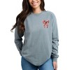 Christmas Bow Quilted Print - Women's Garment Dyed Long Sleeve Graphic T-Shirt - 3 of 4