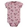 Hudson Baby Infant Girl Cotton Bodysuits, Plum Wildflower 5 Pack - 4 of 4