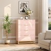 36" 4-Drawer Dresser w/Gold Handlesm, Waterproof MDF Storage Cabinet, White/Pink/Black - 4 of 4