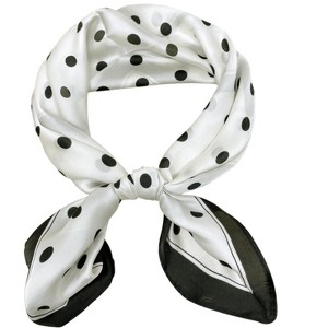 Wrapables Satin Neckerchief Square Scarf 26.5 x 26.5 Inches, Cream with Dots - 1 of 4