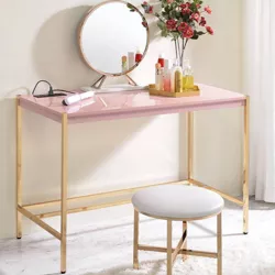 42" Midriaks Writing Desk Pink/Gold Finish - Acme Furniture