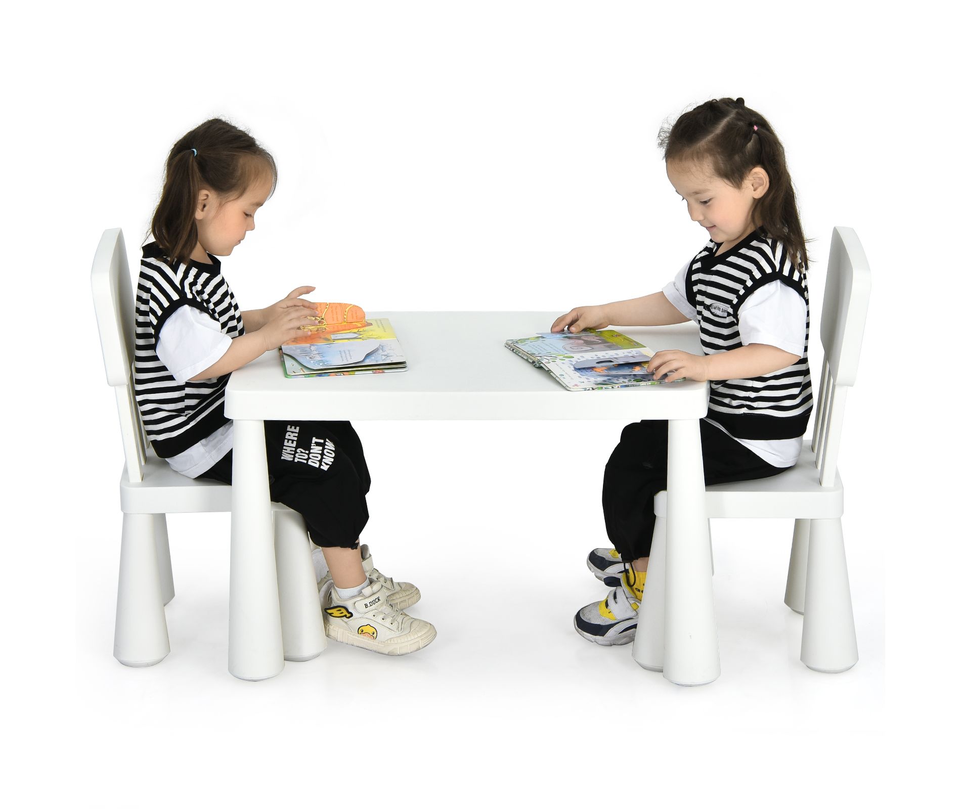 Infans Kids Table & 2 Chairs Set Toddler Activity Play Dining Study Desk White