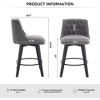 DSVIMOY Counter and Bar Stool Set 360 Degree Swivel Tufted Back Stools for Kitchen Island, Gray, 23.23"*18.9"*18.5" - 3 of 4