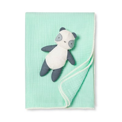 Gauze Baby Swaddle Blanket & Plush Panda - Cloud Island™ Joyful Mint