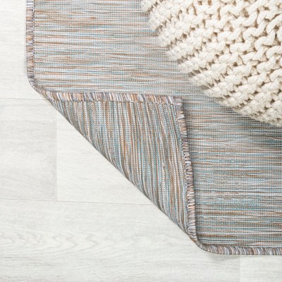 Gray Round Flat Woven Synthetic Reversible Area Rug