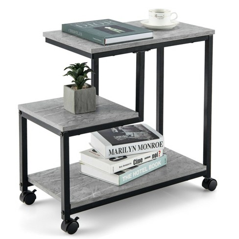 Side Table With Shelf, End Table With Shelf, Narrow End Table