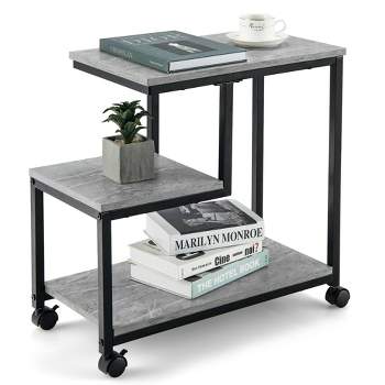 Costway 3 Tier Side Table with Casters Mobile End Table Storage for Living Room Bedroom