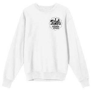 Foster's Home For Imaginary Friends Mac & Bloo Sticking Tongues Out Crew Neck Long Sleeve White Adult Sweatshirt - 1 of 4