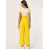 Allegra K Women's High Waist Wide Leg Belted Button Long Overalls Jumpsuit - 4 of 4