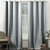 Home Mart Goods 2 Piece Dark Grey Solid Silky Geometric Embossed Blackout Grommet Window Curtain Panel Set - 108" Long - 2 of 4
