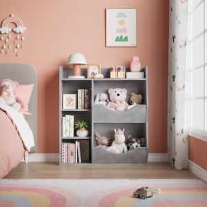 3-Tier Toy Storage Organizer, 36" Height Kids Bookshelf with 5 Cube Double-Side Display & Top Shelf, for Kids Room, Bedroom, Nursery - 1 of 4