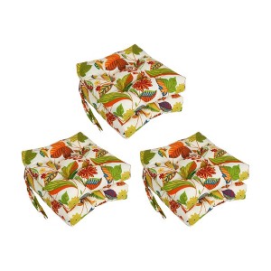 Blazing Needles, 16-inch Spun Polyester Patterned Outdoor Square Tufted Chair Cushions (Set of 6) - 1 of 2