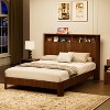 KWPZQEB Bed Frame with 2-Tier Storage Headboard, Wood Platform Bed Frame with Built in Charging Station, Metal Support/Noise-Free/No Box Spring Needed - 3 of 4