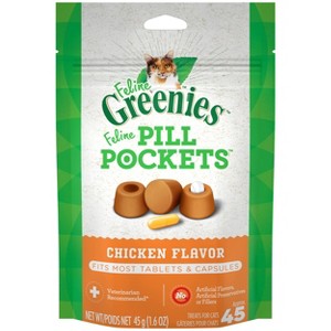Greenies Feline Pill Pockets Chicken Flavor Cat Treats - 1 of 4