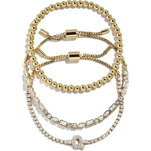 3-Piece Gold Plated Initial Bead Bracelet Set, Personalized Trendy Jewelry Gift for Women - 1 of 4