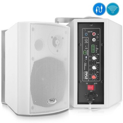 Pyle Bluetooth Wall Mount Speaker System with Active & Passive Speakers, 5.25" Subwoofers, MP3/AUX/RCA Input, 300W MAX – PDWR53BTWT