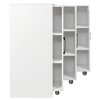 YOOCOZZ Bookcase with Three Pulled Out Doors Shelving Cabinet and Wheels for Office-White - 2 of 4