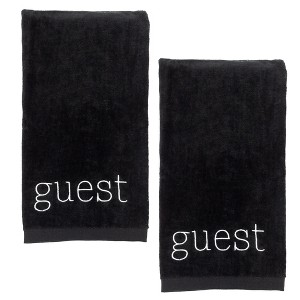 AuldHome Design Black Guest Towels 2pc Set; Guest Monogrammed Hand Towels - 1 of 4