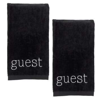 AuldHome Design Black Guest Towels 2pc Set; Guest Monogrammed Hand Towels