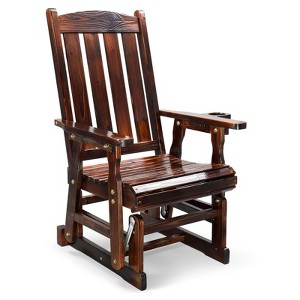 Karl Home | 32 in. Solid Wood Patio Glider Chair with Cup Holder - 1 of 4
