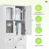 Whisen Verticle White Bathroom Storage Cabinet, Cabinet with Doors, Drawers and Adjustable Shelf - 3 of 4