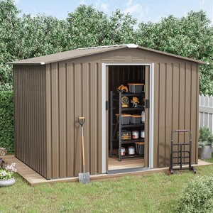 ALAULM Outdoor Storage Shed Waterproof, Large Garden Tool House with Air Vents and Lockable Sliding Door, Metal Shed for Garden, Patio, Backyard - 1 of 4