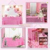 Wikineon Pink Rosette Rectangle Wedding Tablecloth 60x102 Inch Pink Table Cloths for Birthday Party 3D Flower Candy Table Cover for Sweetheart Decor - 3 of 4