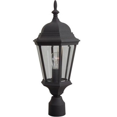 Textured Matte Black Outdoor Post Light with Glass Panels