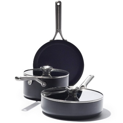 OXO 5pc Ceramic Pro Non-Stick Cookware Set Gray: Induction Compatible, Dishwasher-Safe, Includes Frying Pan & Saucepot