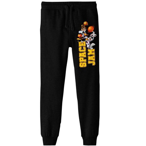 Space Jam 1996 Collegiate Text With Characters Youth Boys Black  Joggers-Large