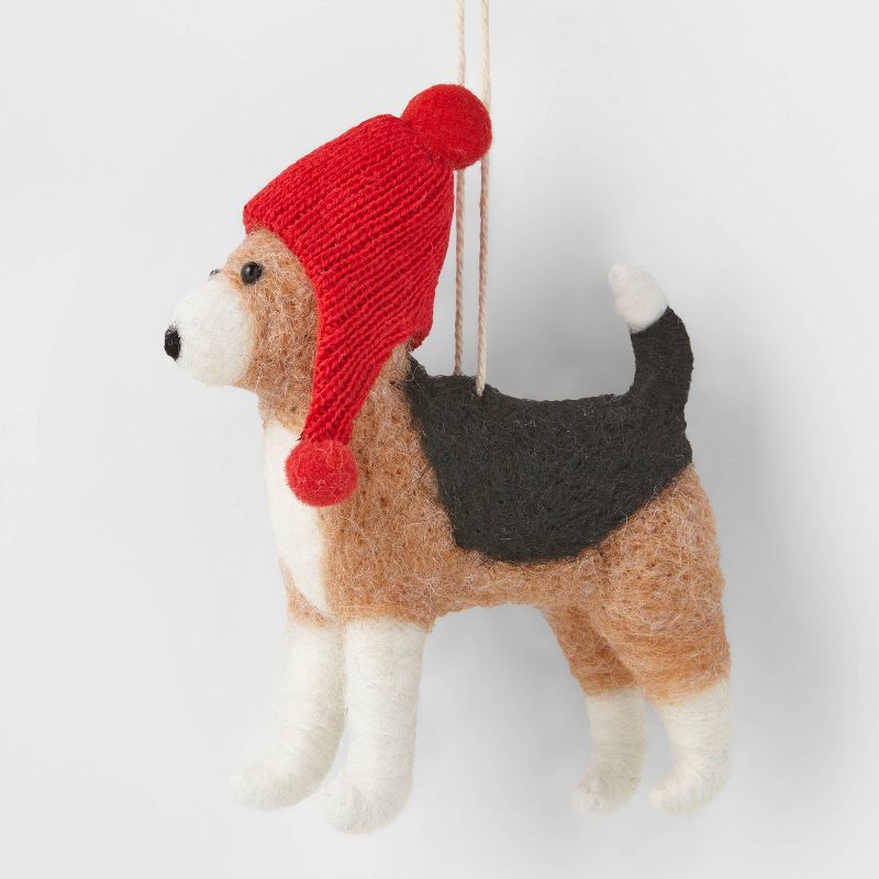 Beagle with Stocking Hat Christmas Tree Ornament Red - Wondershop&#8482;, 1 of 4