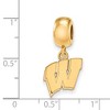 Black Bow Jewelry 14k Yellow Gold Plated Sterling Silver Wisconsin Badgers NCAA Bead Charm - 2 of 3