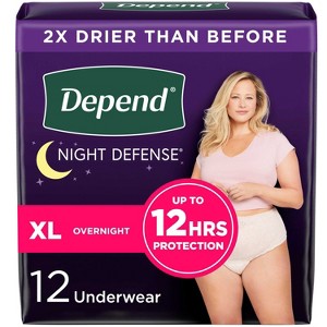 Depend Night Defense Adult Incontinence Underwear for Women - Overnight Absorbency - Blush - 1 of 4
