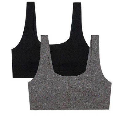 Fruit of the Loom Girls Invisible Scoop Neck Bralette 2 Pack Dark Grey  Heather/Black Hue 38